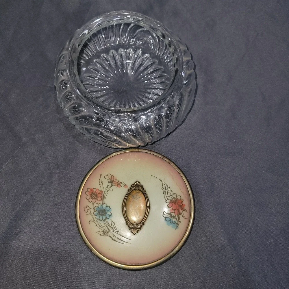 Vintage Vanity Glass Powder Jar